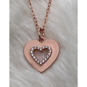 NEW Belk Silverworks Sterling Silver Rose Gold-Tone Necklace Open Heart MSRP $70
